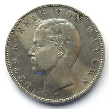 Z 218. German Empire Bavaria 3 mark 1909 D Otto  well condition