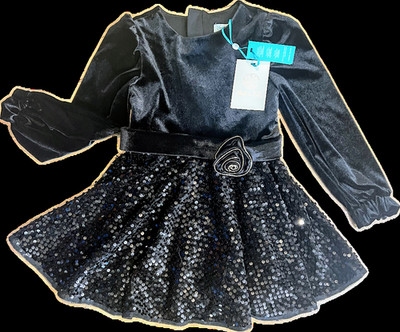 ABEL & LULA Little Girls Black Velvet w/Sequinn Dress MWT size 4