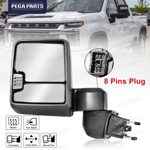 Tow Mirror Driver Left Side For 2019-2024 Chevrolet Silverado GMC Sierra 2500HD