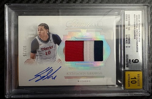 2024-25 Panini Flawless Horizontal Rookie Patch Auto /25 Kyshawn George BGS 9