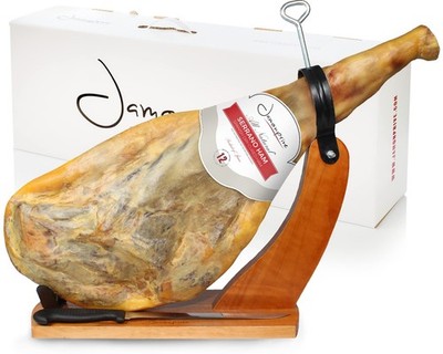 Spanish Serrano Ham Bone in from Spain 14-17 lb with Holder & 3 Piece Set
