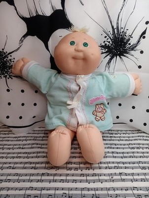 Coleco Cabbage Patch Kids Doll Vintage 1980s Baby Blonde Tuft Green Eyes 16''