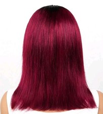 Burgundy Lace Front Bob Wigs Human Hair T Part Lace Frontal Wigs Short Straight