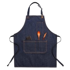 DDJYP Chef Denim Apron, Work Smock Jean Apron Cooking Bib Apron for Men  Wom...