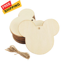 30 Pack 4 Inch Wood Mouse Head Cutouts Unfinished Natural 