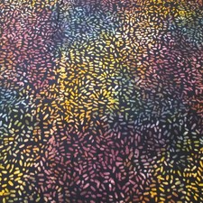 BATIK geometric designs Cotton QUILT Fabric Multicolored on Black 18" x 44"