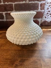 Vintage White Milk Glass Hobnail Hurricane Lamp Shade 5"H, Fitter 3 1/4"