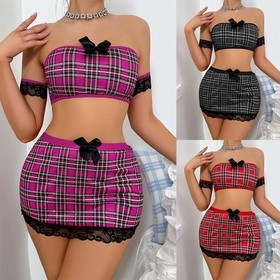 Women's Sexy Lingerie Nightwear Babydoll Teddy Bra+Skirt Sleepwear G-String Gift