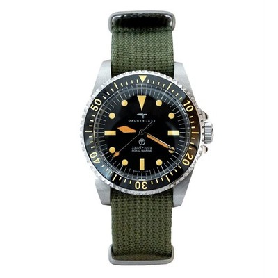 Dagger Axe DG-T007S Automatik Stahl Schwarz Stoff Grün Taucher Herrenuhr