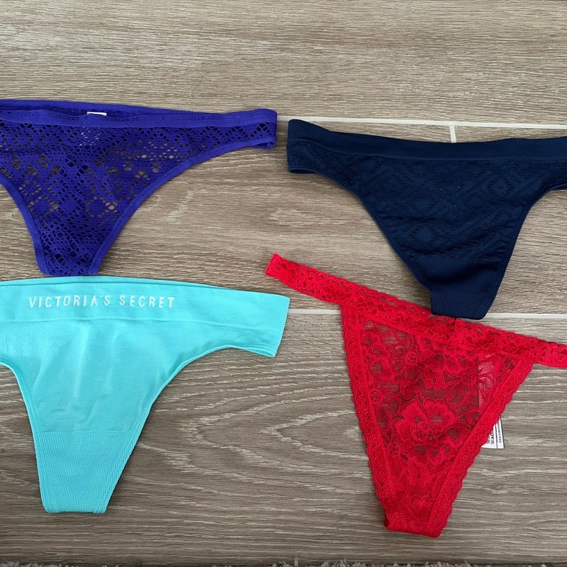Lot Of 4 Victoria's Secret Panties Women M 3 Thong/1 V String  NWOT