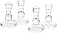 Glasseam Glas KerzenstäNder Stabkerzen: 4 StüCk Kerzenhalter Stabkerze