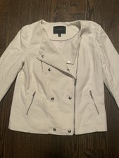 Banana Republic Womens White Long Sleeve Zipper Moto Biker Jacket Size 4