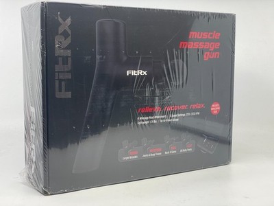 FitRx Deep Tissue Massage Gun 6 Speed Handheld Percussion Massager w/ 4 Heads