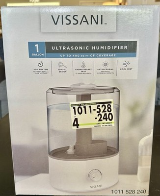 Vissani 1 Gal Ultrasonic Humidifier Cool Mist Medium Room 400 SF Aromatherapy