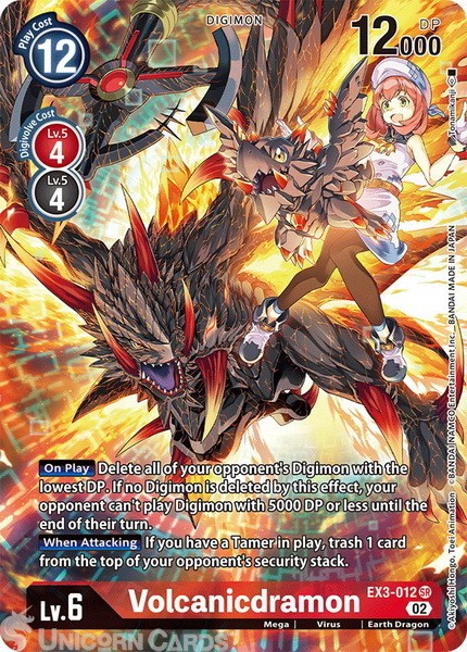 EX3-012 Volcanicdramon Super Rare Alternative Art Mint Digimon Card