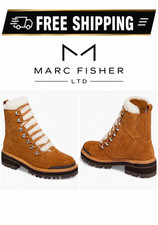 MARC FISHER LTD - SIZE: 7.5 - Izzie Shearling Suede Lug Sole Winter Boots - NEW