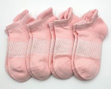 4 Pairs BOMBAS Women's Honeycomb Marl Ankle Socks Size Med 8-10.5 Sakura Pink