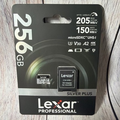 Lexar Professional SILVER PLUS 256GB UHS-I microSDXC Memory Card with SD Adapter