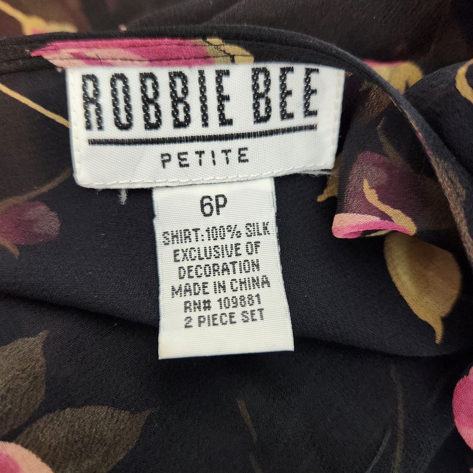 Robbie Bee 90s Silk Dress Set – Black Floral Sheath Dress Matching Sheer Jacket