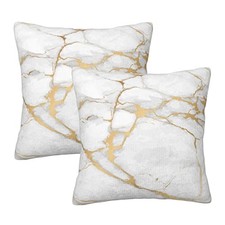 White Marble Texture Throw Pillow Covers Set 18" x 18" Pack of 2 Marble 01