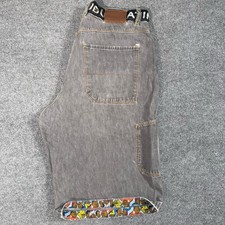 Vtg Fubu Shorts Mens 34 Black Denim Jorts Y2K Baggy Fat Albert Platinum Jean