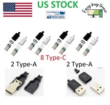 12pcs USB Type A USB-C Plug 4-pin Male Connector Adapters Solder Cover Repair
