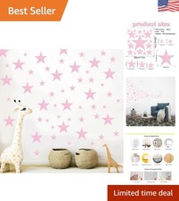 114 Pcs Holographic Pink Star Wall Decals Set - Removable Waterproof