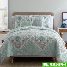 5 Pc Reversible Quilt Set Queen Hypoallergenic Microfiber Poly Fill Bedding New
