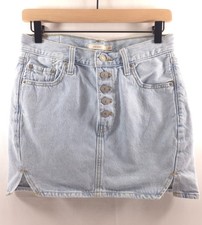Levi's Women's Mini Skirt Icon 26 Light Blue Button Fly