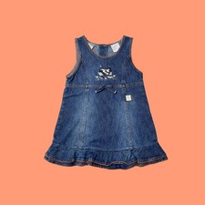 Vintage Mickey and Minnie Mouse Denim Dress with Ruffle Trim, Size 3T