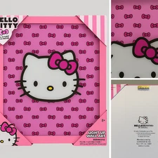 Hello Kitty Light Up Wall Art Pink Bow LED Decor by Sanrio Idea Nuova 9.5"x11.5"