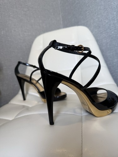 Louis Vuitton Black Patent Leather Strappy High Heel Sandals Size 39 - Picture 10 of 21