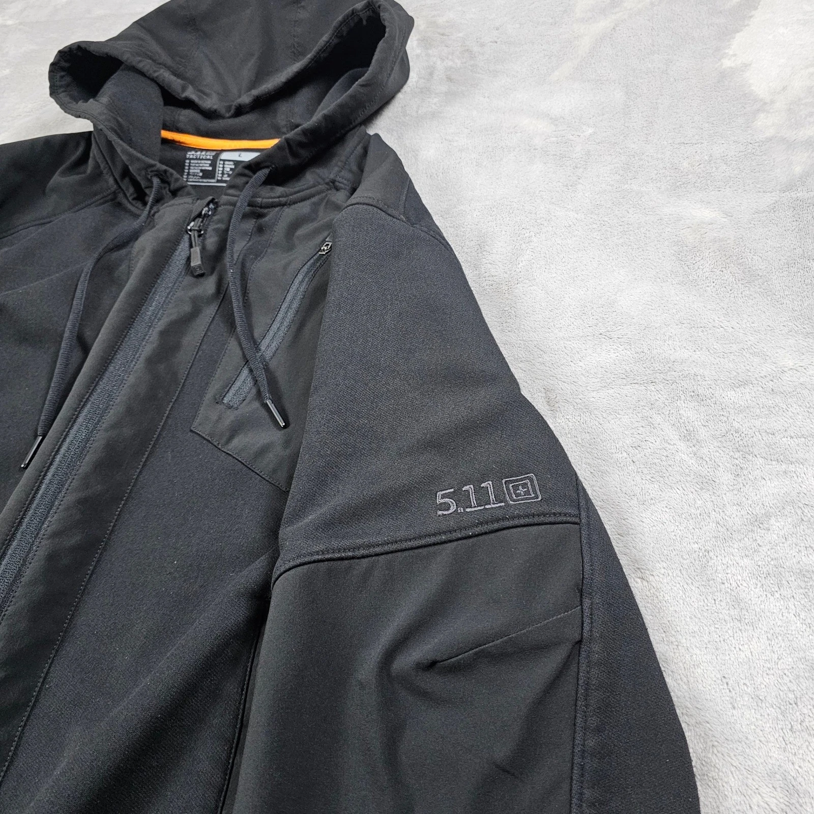 5.11 Tactical Rappel Jacket Mens Large Black Softshell Hooded Full Zip CCW - product detail image 8