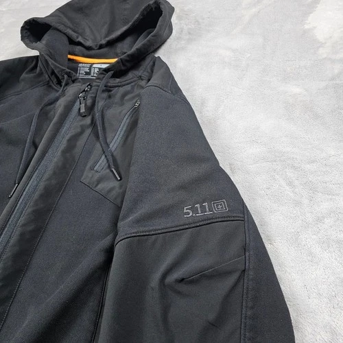5.11 Tactical Rappel Jacket Mens Large Black Softshell Hooded Full Zip CCW image 8