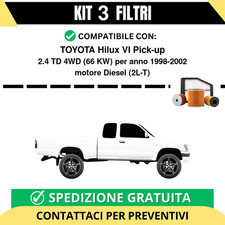 Kit 3 Filtri Tagliando per TOYOTA Hilux VI Pick-up 2.4 TD 4WD 66 kw Diesel 19...