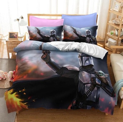 Mandalorian Grogu Bettwäsche Set29 Name hinzufügbar Bettdeckenbezug Kissenbez.80