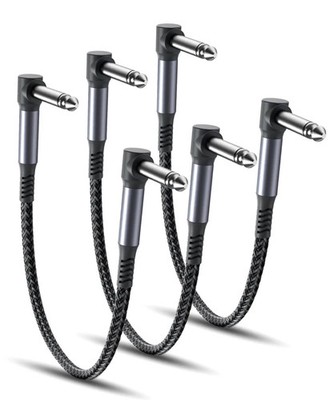 6-Inch Guitar Patch Cables 3-Pack, Right-Angle 1/4'' Audio Connectors