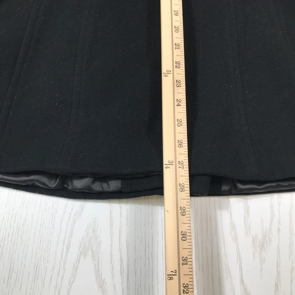 Abrigo Anne Klein Mezcla Lana Guisante Mujer XL Negro Doble Pecho Con Capucha Invierno Otoño Foto 4 de 4