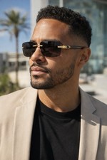 Cartier Rimless Sunglasses Gold Black 520 54 18-140 France w/ Box Case