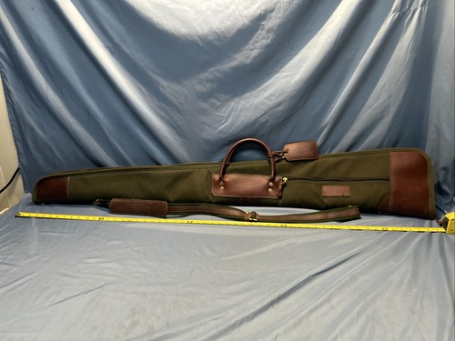 Orvis Battenkill Double Shotgun Rifle Case 54in Canvas Leather Fleece Lined