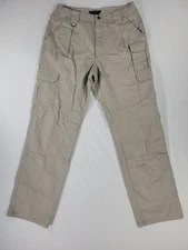 5.11 Tactical Mens Cargo Pants 34X33* Beige Canvas Cargo Elastic Waist