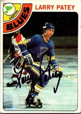 Larry Patey 1978-79 Topps #8 St. Louis Blues Auto Hand Signed