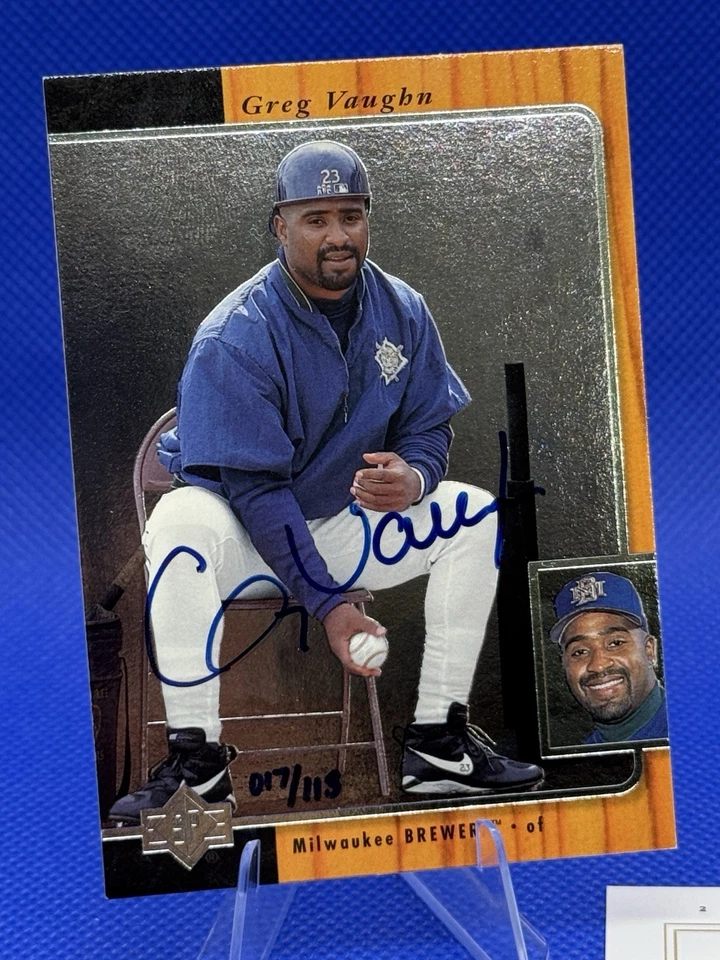 2000 Upper Deck SP Authentic GREG VAUGHN Buyback UDA Auto /113 - Includes COA - Image 3 of 4