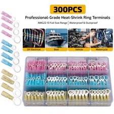 300PCS Marine Grade Heat Shrink Ring Terminals Waterproof Crimp Connectors