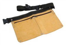 Leather Nail Bag 2 Pocket Tool Pouch with Zip for Builders Carpenters