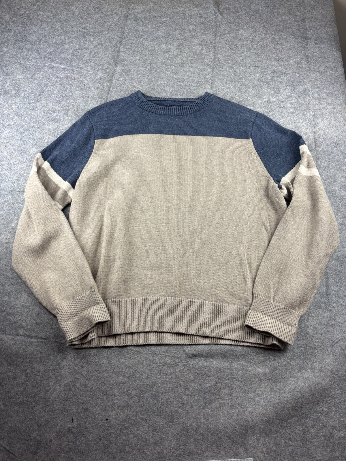 J Crew Long Sleeve Striped Pullover Knit Crew Neck Sweater Mens XL Prep Academia
