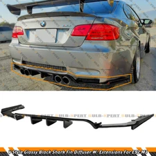 For 08-13 BMW E92 E93 M3 V Style Gloss Black Rear Bumper Diffuser W/Corner Spats