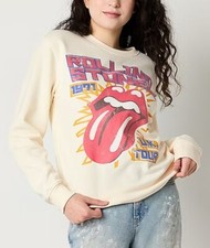 Rolling Stones Womens Crew Neck Long Sleeve Sweatshirt, papyrus size M - NWT