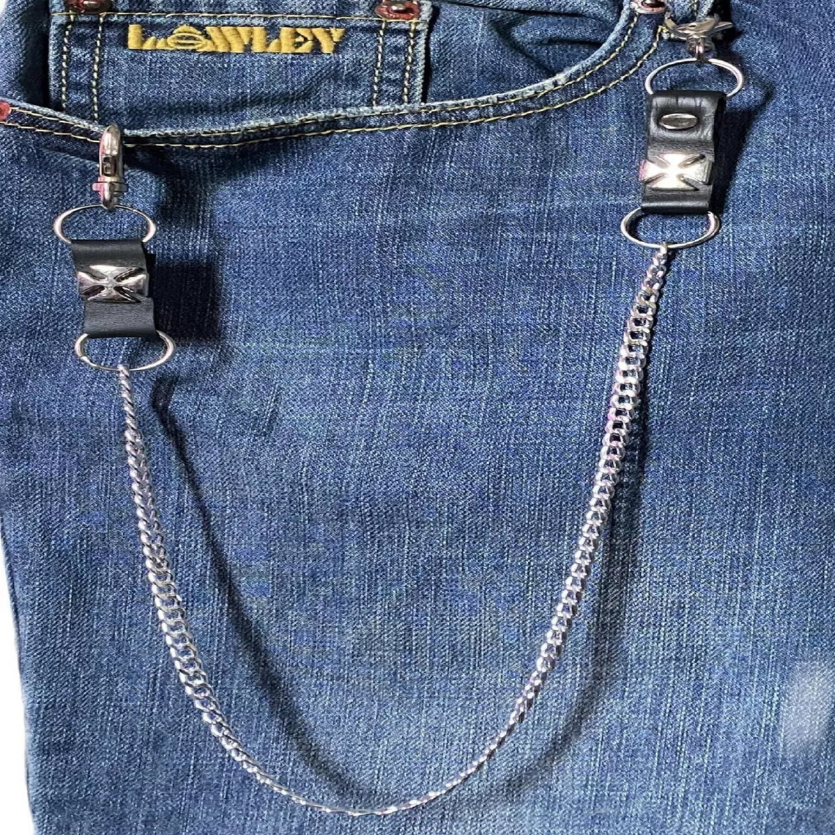 Catena per jeans pantaloni da uomo donna in alluminio pelle bikers