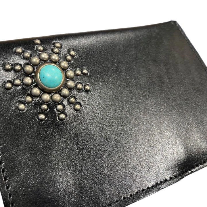 Htc Medium Wallet Leather Turquoise Studs Black